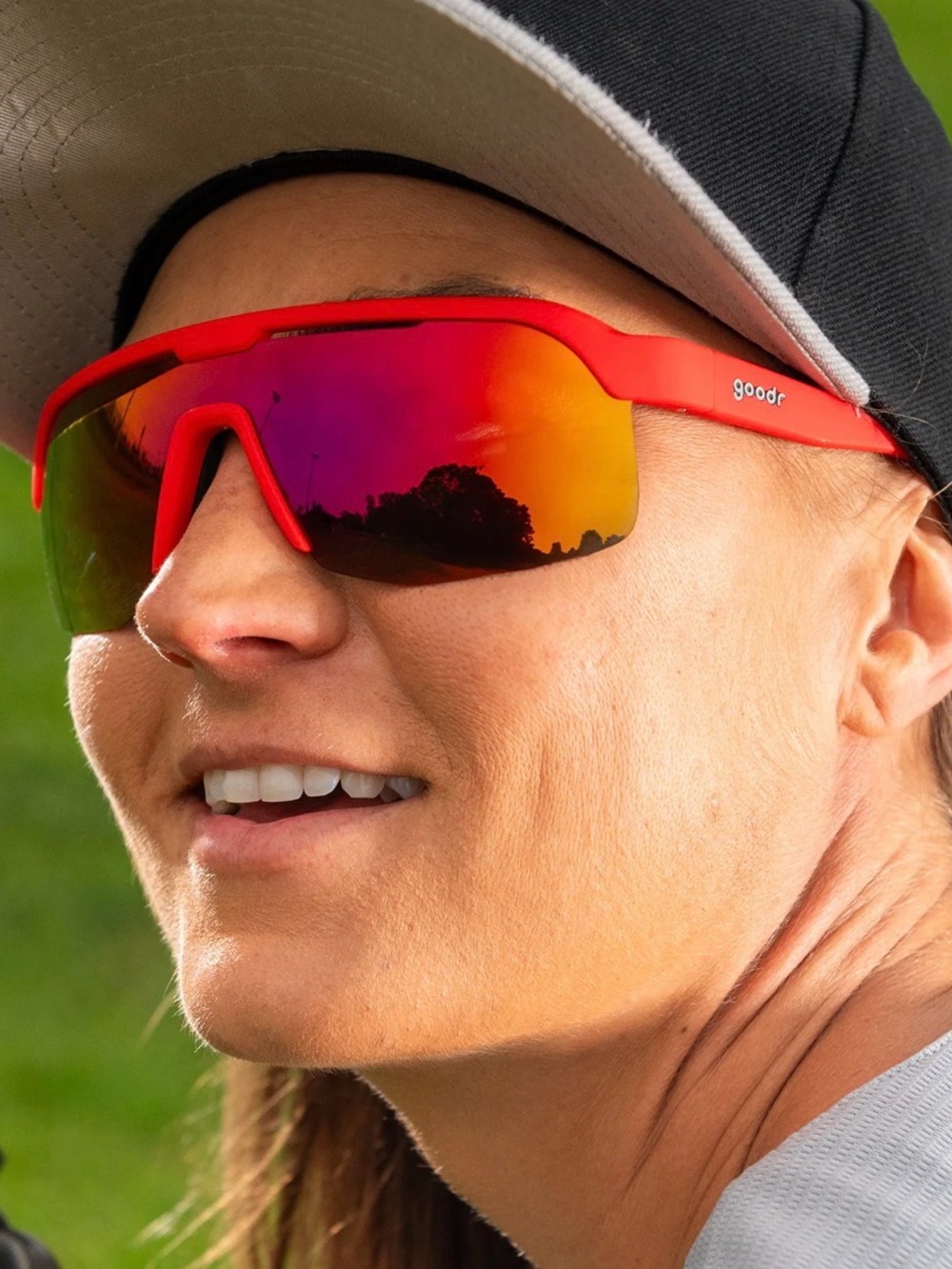 goodr BOLT G Dante’s Shin Splint Inferno Sunglasses Red Mirrored Sport Running